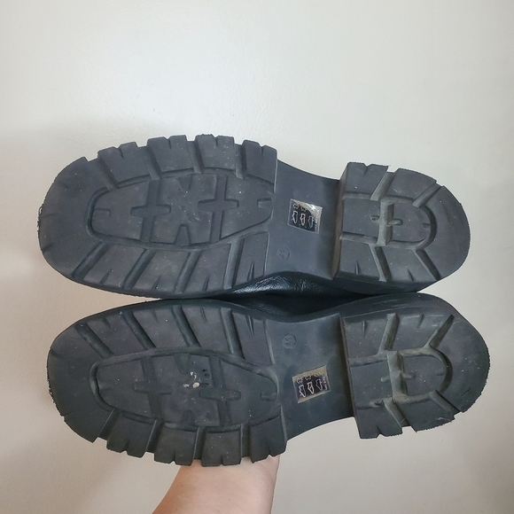 Free People Chunky Emma Platform Ruched Black Leather Boots Size 41 - Picture 16 of 16